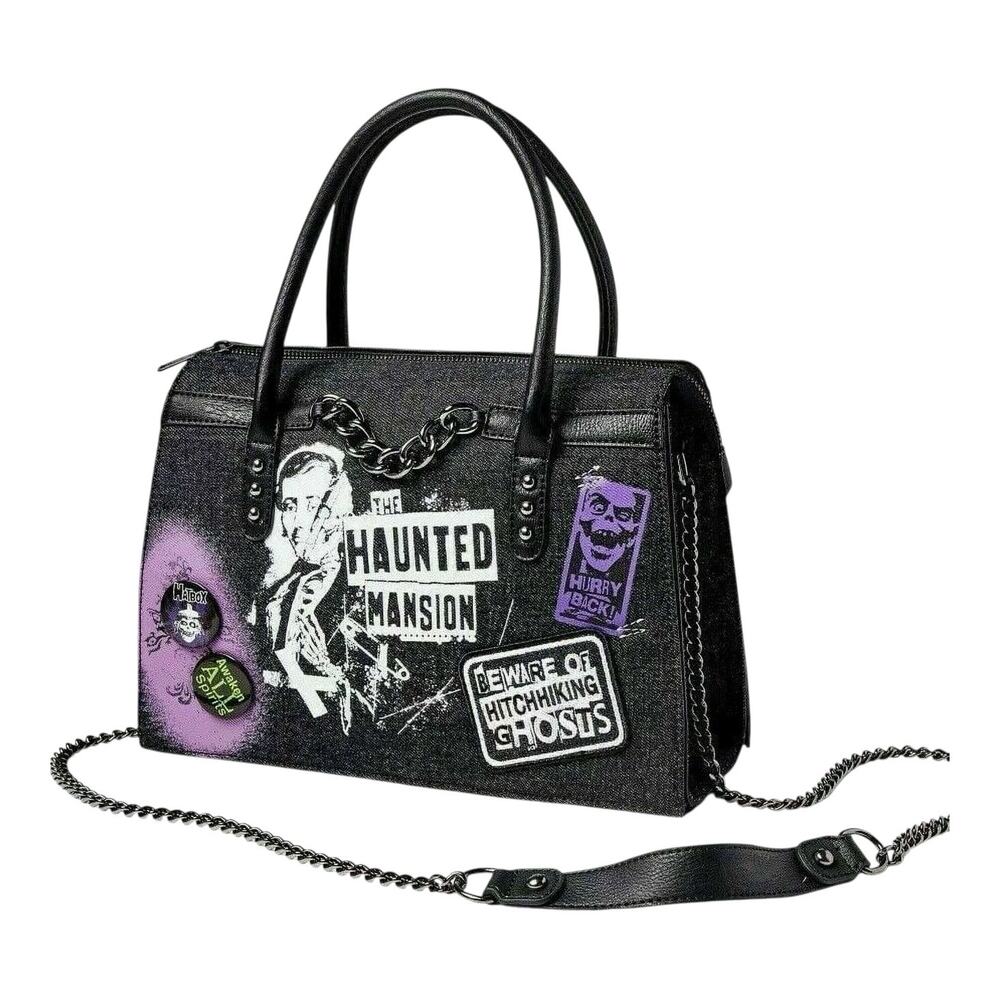 NWT Disney Parks Loungefly Haunted Mansion Chain Glow in the Dark Crossbody Bag